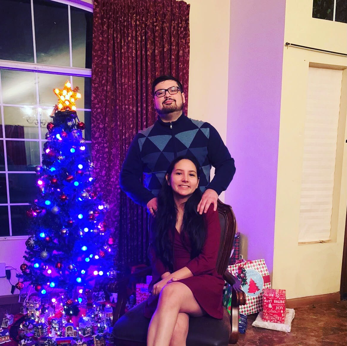 Esmeralda and Dominic celebrating the holidays
